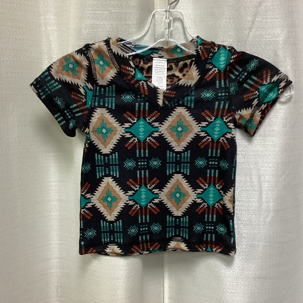 Twice the Trouble Top Kids Tee - Black and Teal